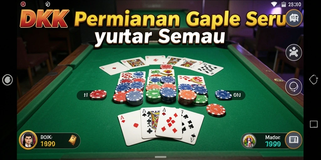 Screenshot DKK menampilkan gameplay Gaple yang seru dan interaktif.