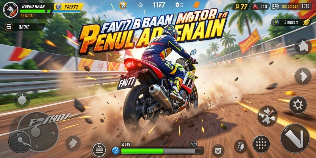 Tampilan menegangkan dari balapan motor yang cepat di FAV77.