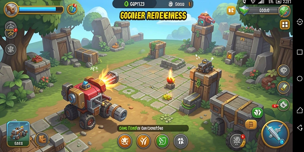 Tampilan gameplay seru GOCAP123 saat membangun menara untuk pertahanan.
