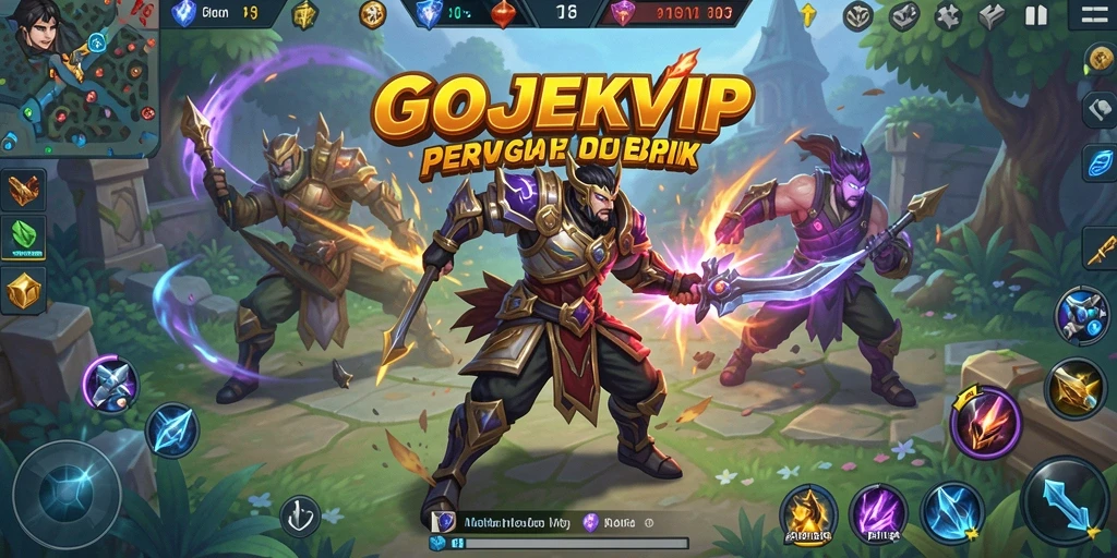 Tangkapan layar gameplay seru dalam GOJEKVIP yang menampilkan pertarungan tim yang mendebarkan.