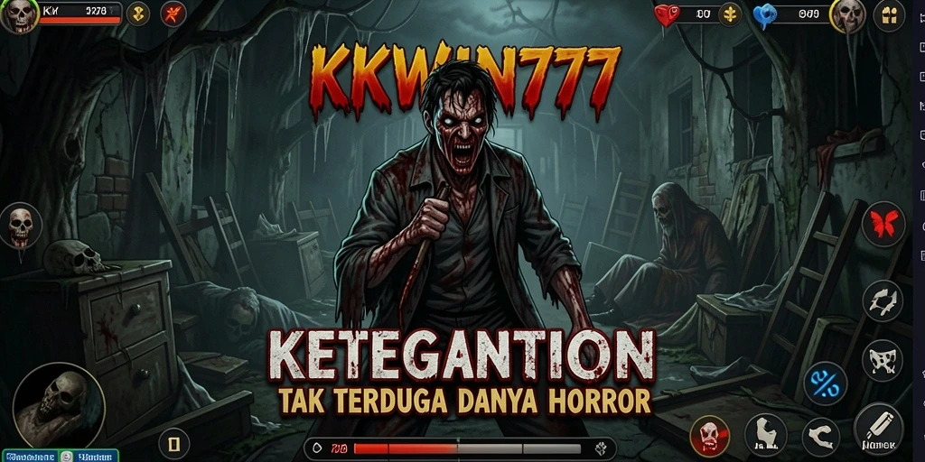 Screenshot KKWIN777 menampilkan momen gameplay menyeramkan di lokasi angker.