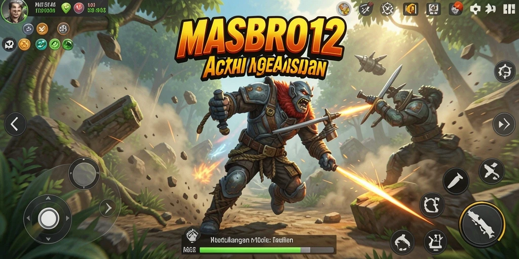 Screenshot dari gameplay penuh aksi di MASBRO12.