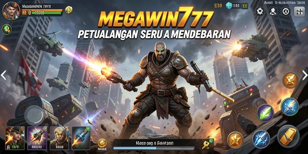 Tampilan aksi mendebarkan dalam game MEGAWIN777 saat bertarung melawan musuh.