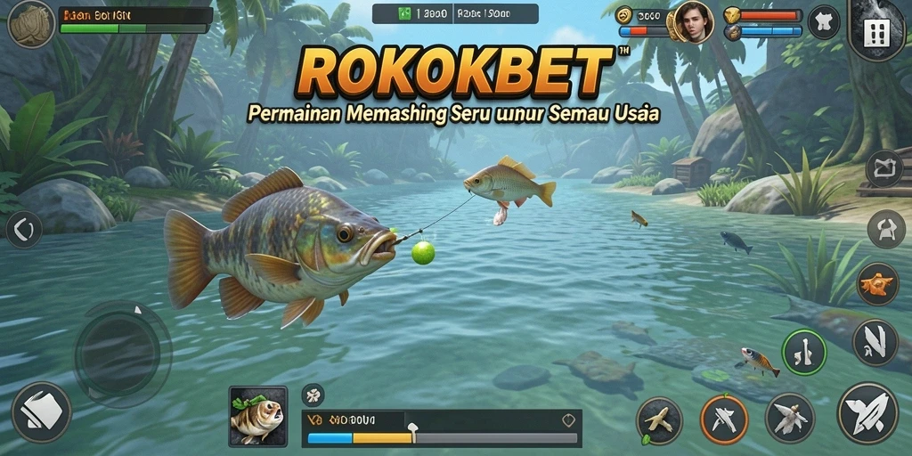 Tampilan menarik dari gameplay ROKOKBET yang menawarkan pengalaman memancing yang seru.