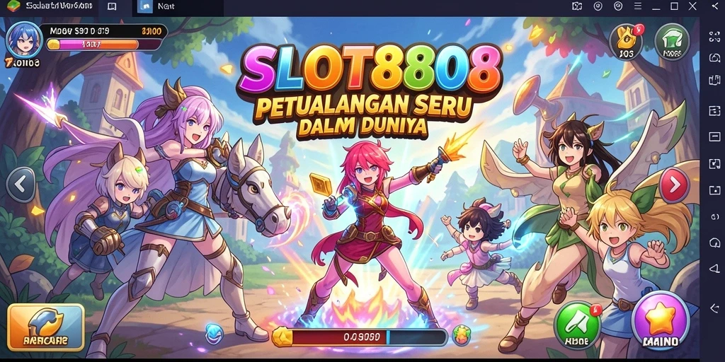 Tampilan gameplay menarik di dunia SLOT8808 yang penuh warna.