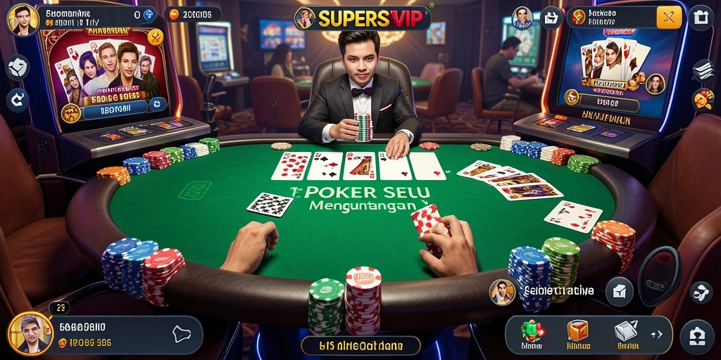Tangkapan layar gameplay SUPERSVIP dengan aksi Poker yang mendebarkan.