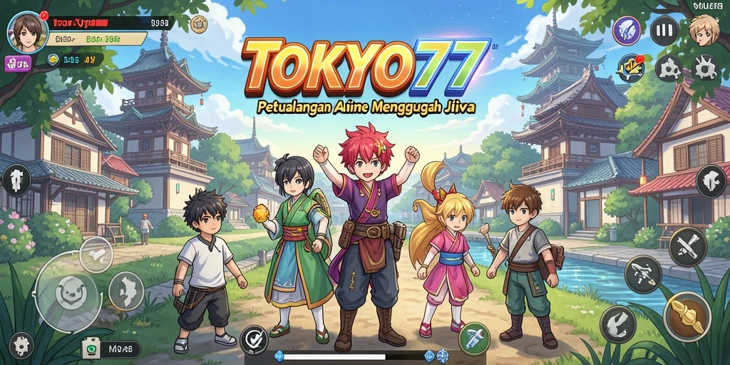 Tampilan gameplay menakjubkan dari TOKYO77 yang penuh warna.