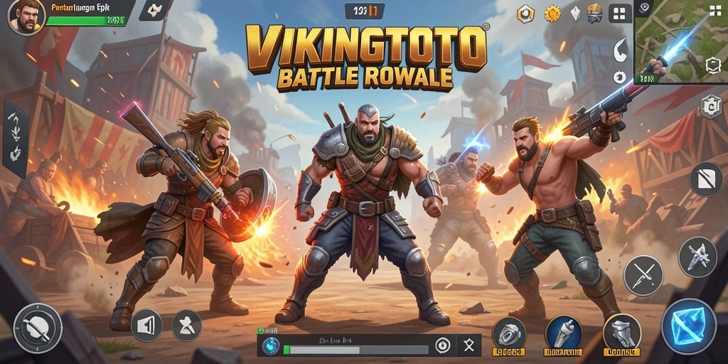 Screenshot utama VIKINGTOTO menampilkan aksi menegangkan dalam Battle Royale.